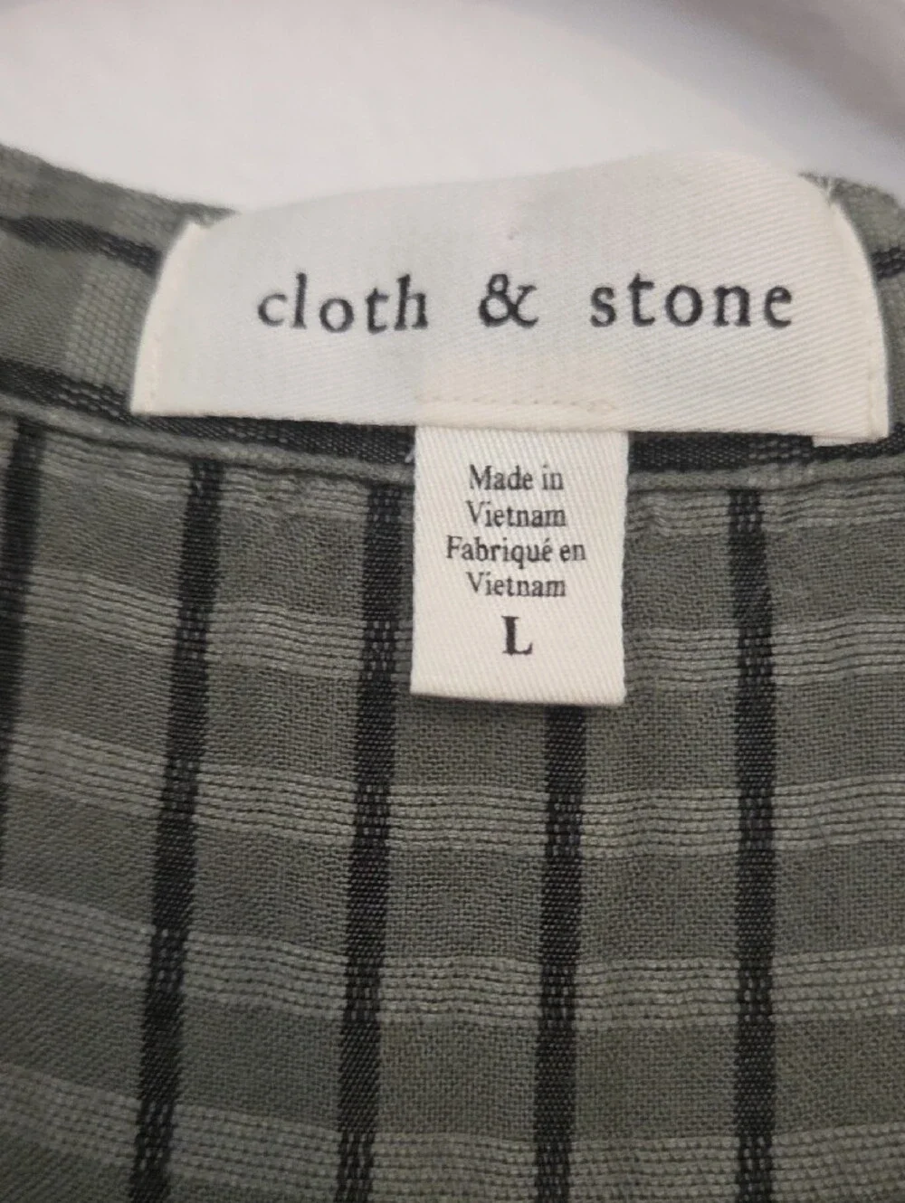 cloth & stone Olive and Black Striped Button-Down Blouse - Picture 2 of 8